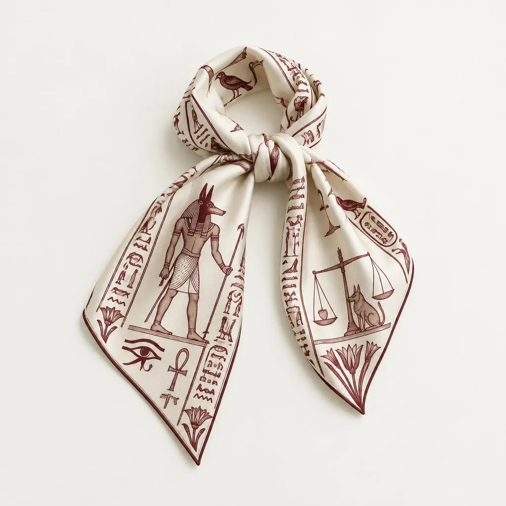 The Weighing of the Heart scarf, loosely tied